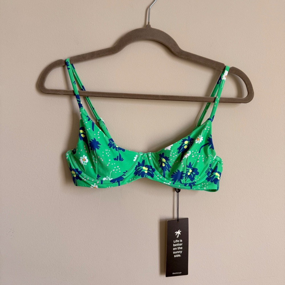 Blackbough Swim Willow Underwire Bikini Top Green Floral Tropical Small NWT